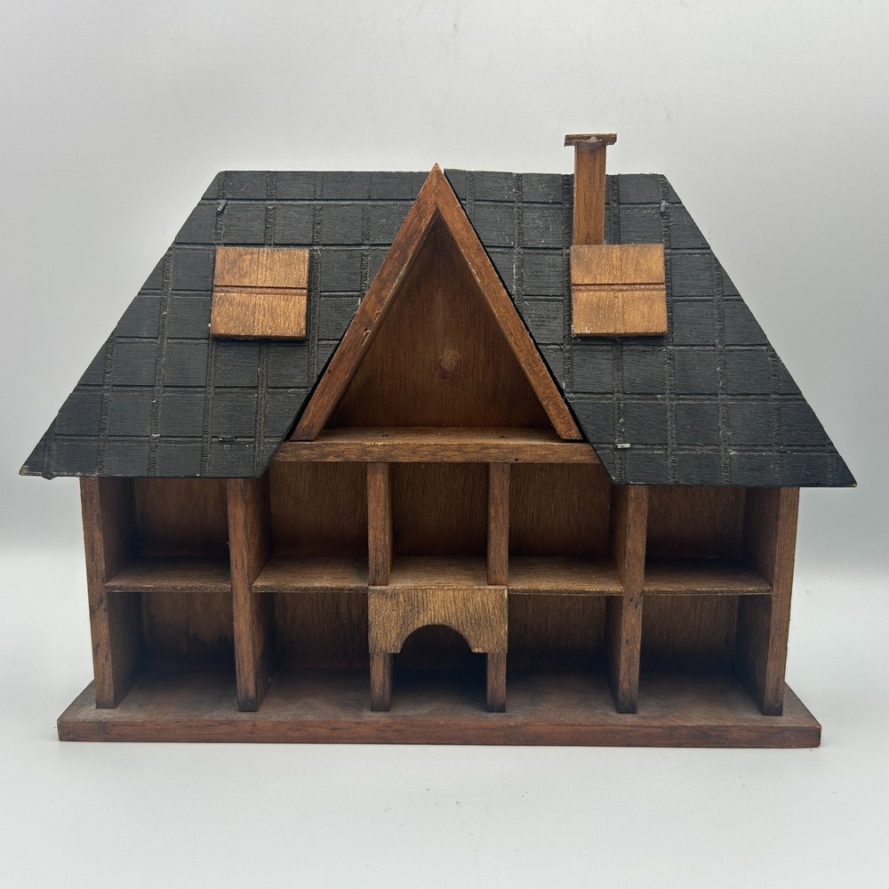Grandmacore Vintage Wood House Miniatures Shelf Knick Knack Trinket Wall Display